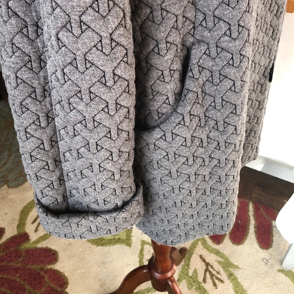 Gallery Charcoal Patterned Knit Hooded Coat - Picture 9 of 12